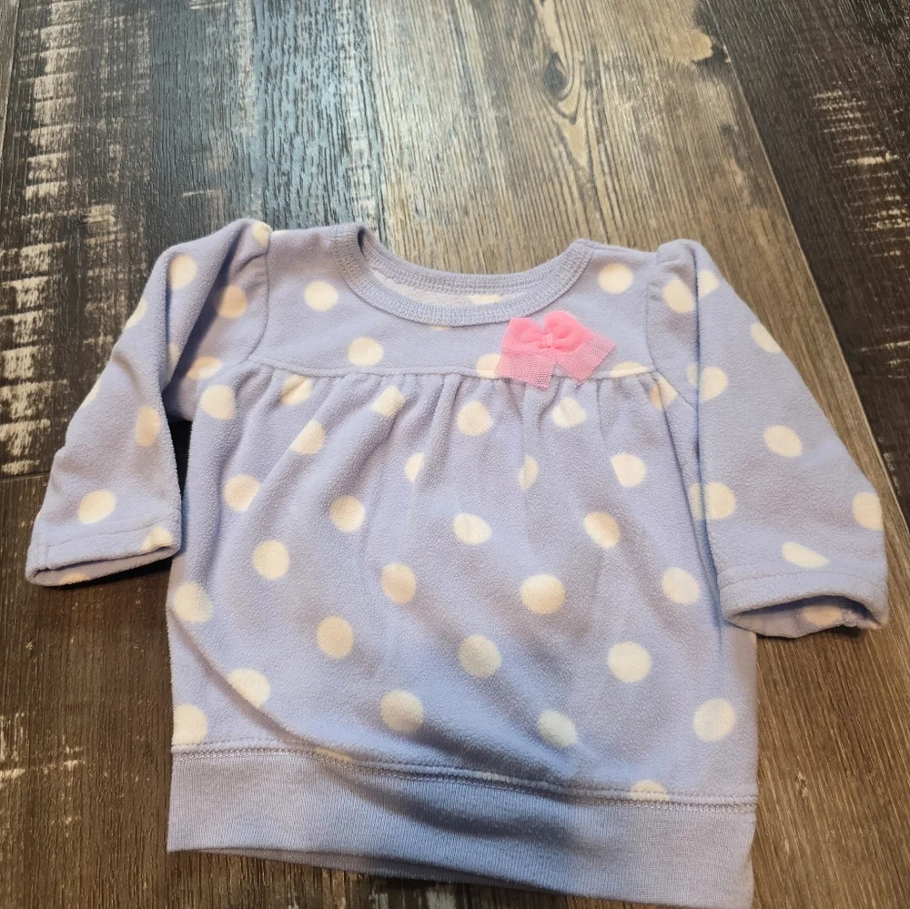 Carter's Lavender Polka Dot Sweater with Pink Bow